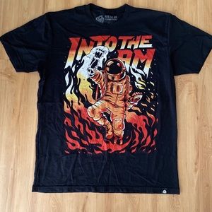 Mens Large Cotton- Into The AM Fire Fist Astronaut Black